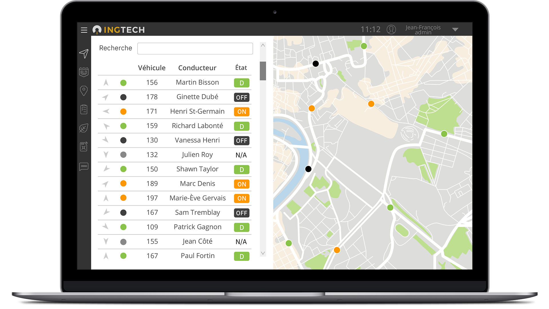 Ordinateur portable présentant l'interface INGTECH