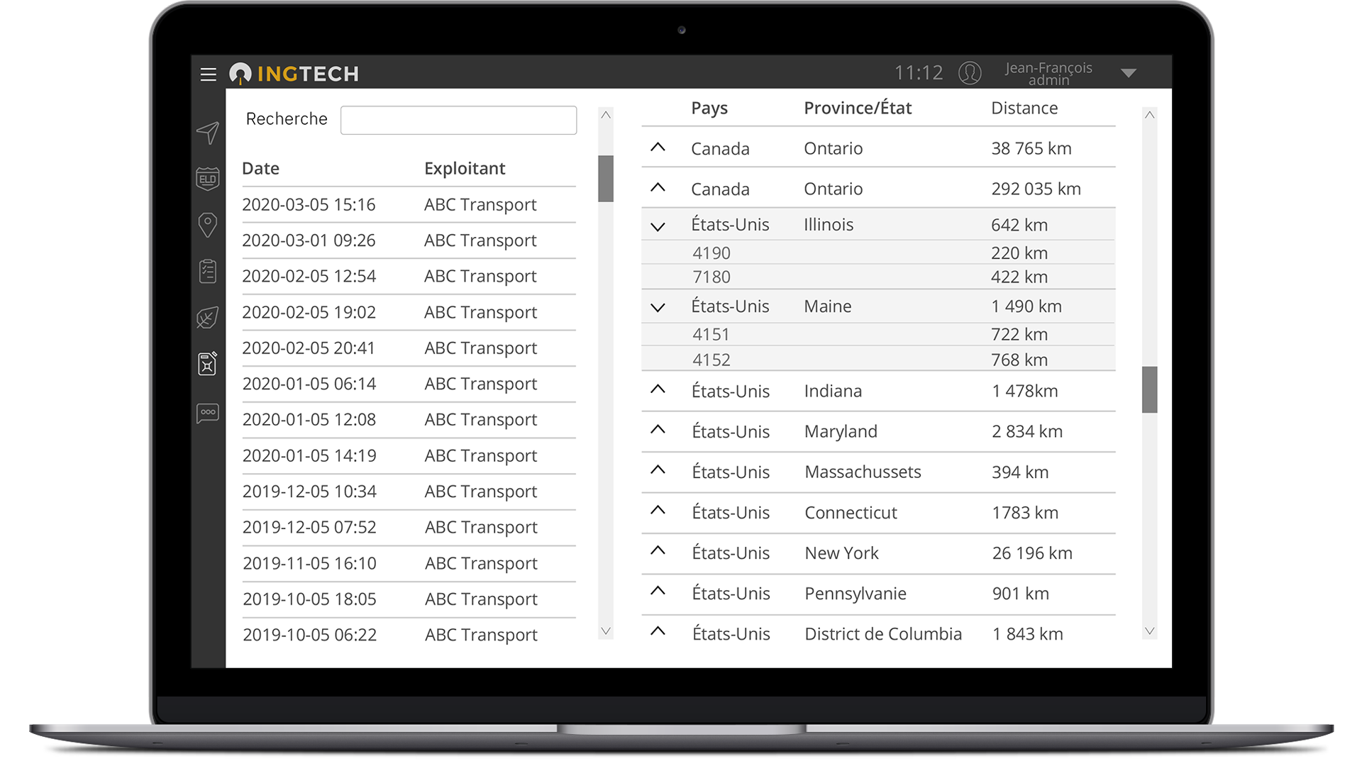 INGtech's fuel tracking solution screenshot on desktop