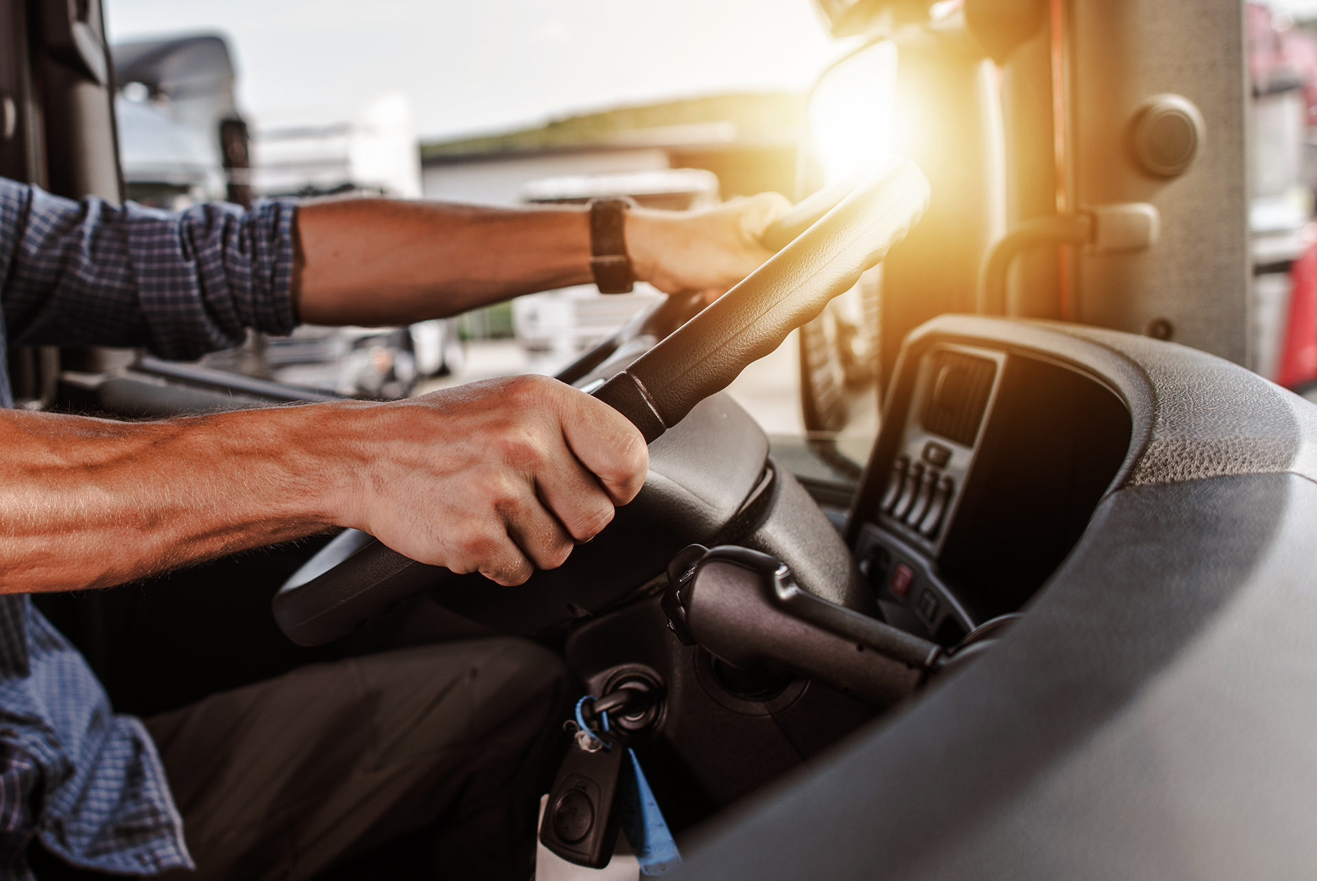 truck driver behind wheel