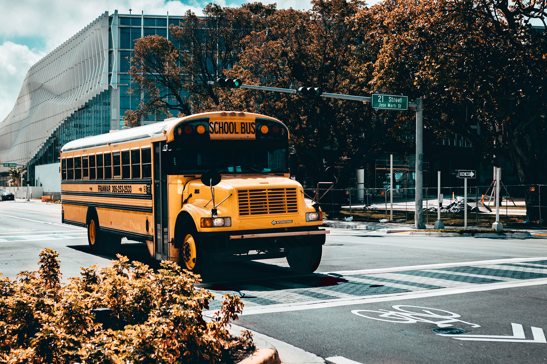autobus scolaire sur route